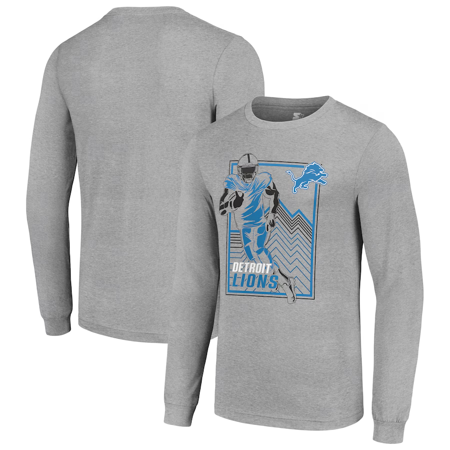 Men Detroit Lions grey 2024 NFL Long sleeve T Shirts